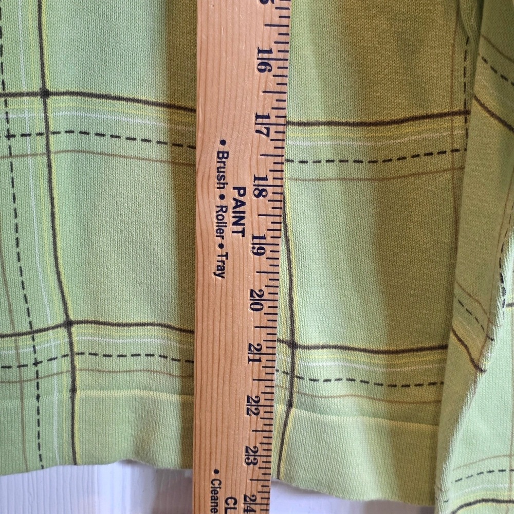 VTG Neve Designs Hoodie Sweater Pullover Womens Large Light Green Plaid V-Neck - Picture 9 of 9